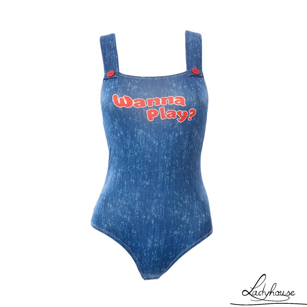 Bộ 2 Món Áo Liền Quần + Áo Croptop Tay Dài Cổ Cao In Chữ Quyến Rũ Dành Cho Nữ