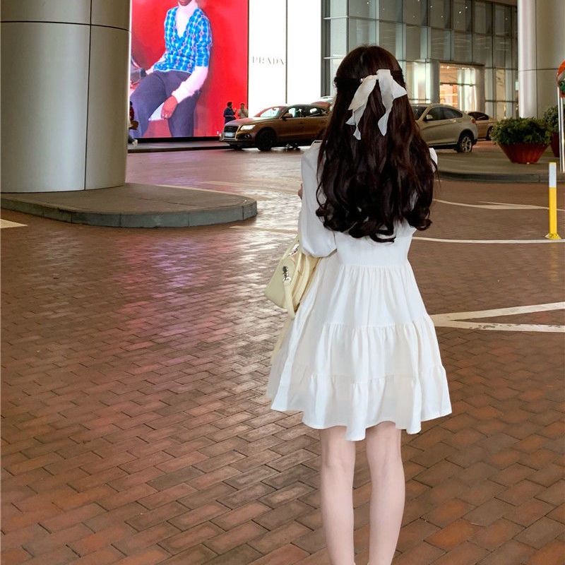 Đầm Tay Dài Cổ Chữ V Thiết Kế Mới Thời Trang Theo Phong Cách Pháp