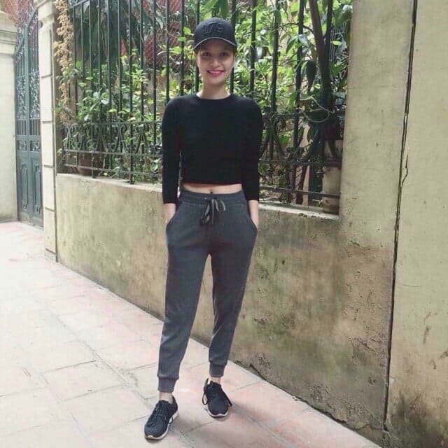 Quần joger nữ len tăm bo gấu cạp chun