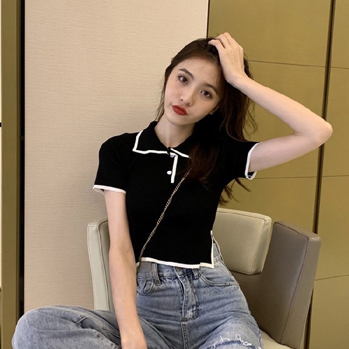 KS Áo kiểu croptop sơ mi Ulzzang