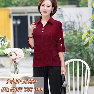 [ Cao cấp ] Áo sơ mi thêu trung niên lịch sự sang trọng AS001