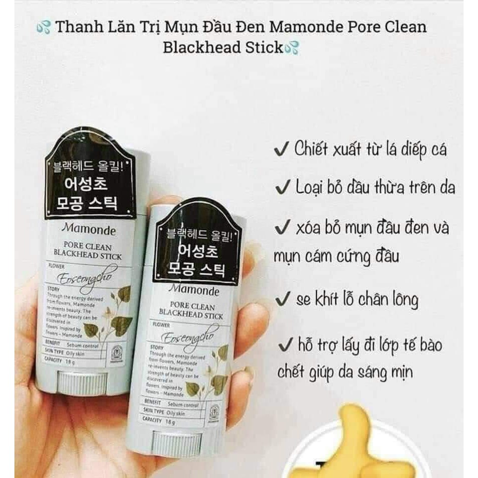 Thanh lăn mụn đầu đen MAMONDE PORE CLEAN BLACKHEAD STICK 18gr