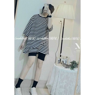 Set quần legging ngố + tshirt sọc
