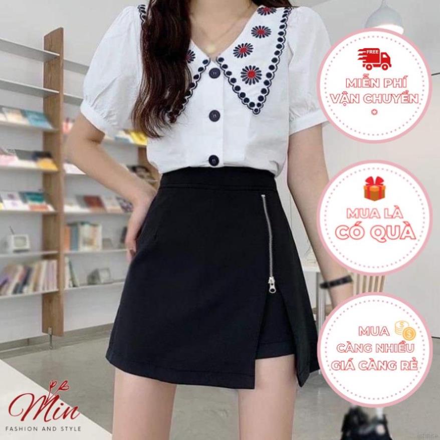 Quần Váy dáng chữ A mix khoá lệch , cá tính, sang chảnh cho các nàng MINS041