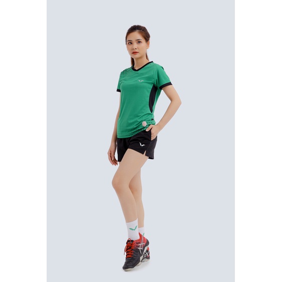Bộ thể thao nữ AVT04 - MÀU XANH LÁ - Vina Sport áo tập cầu lông , quần đùi co giãn 4 chiều năng động thấm hút tốt