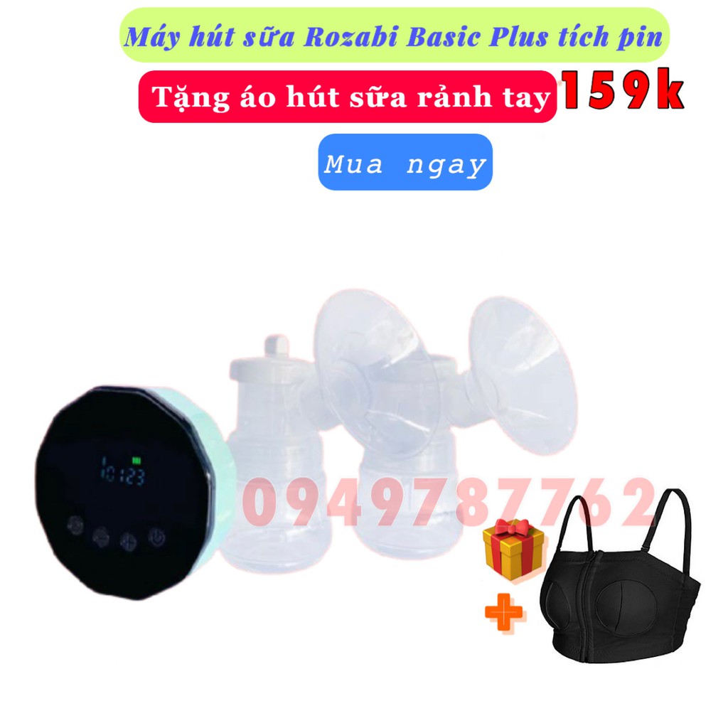 Combo máy hút sữa điện đôi Rozabi compact/ Basic Plus và áo hút sữa rảnh tay