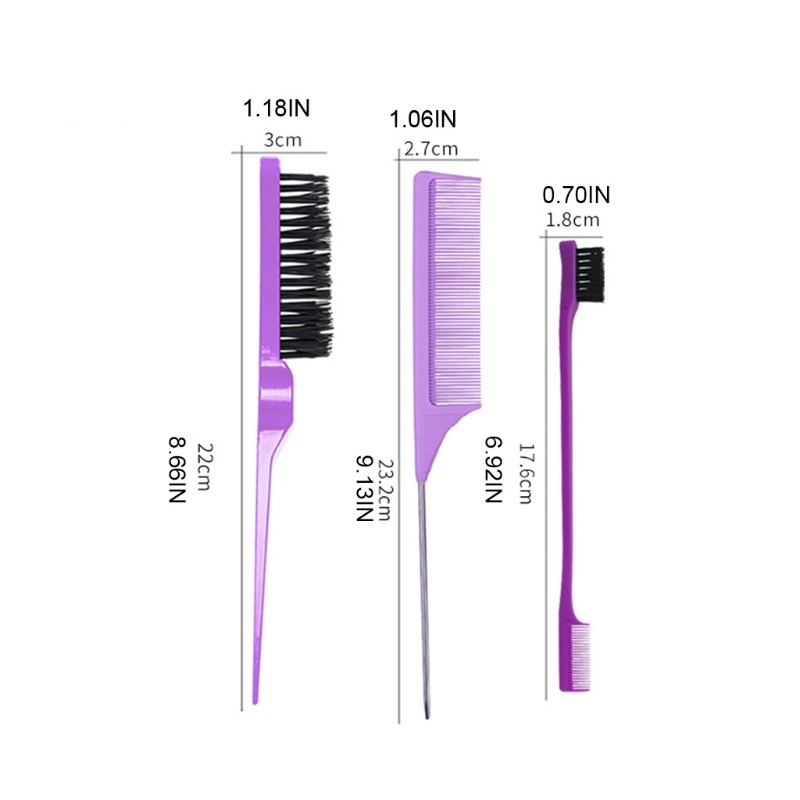 Youyo Bộ 3 Lược Chải Tạo Kiểu Tóc Đuôi Chuột Cho Nữ