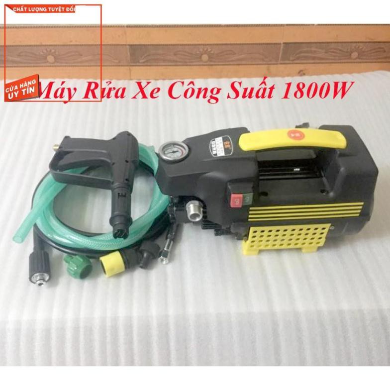 Máy rửa xe gia đình áp lực cao 1800W ,súg phun dài nửa mét, LÕI ĐỒNG tự hút nước