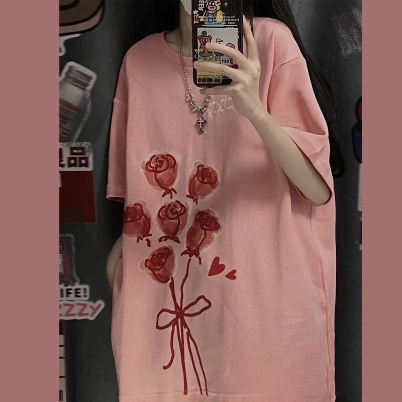 Áo Thun Ngắn Tay Dáng Rộng Thiết Kế Mới Thời Trang Theo Phong Cách Hàn Quốc Dành Cho Nữ