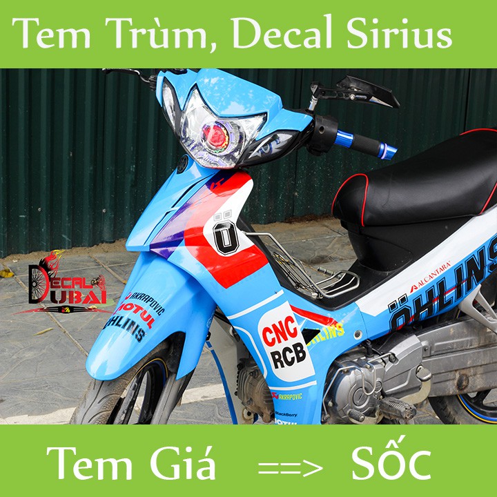 Tem trùm sirius xanh trắng Ohlins