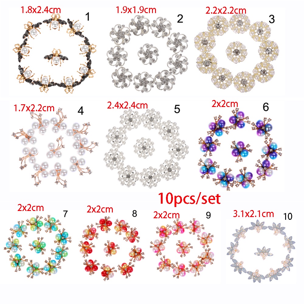 10 Nút may vá thủ công hình con ong/hoa đính ngọc trai xinh xắn dùng làm phụ kiện trang trí đám cưới/quần áo