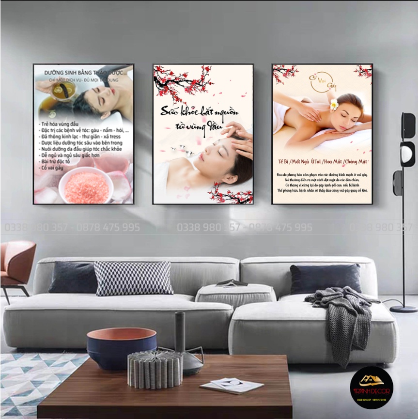 TRANH SPA DƯỠNG SINH TREO TƯỜNG & DÁN TƯỜNG BỘ 3 TRANH 40*60*3 TRANH