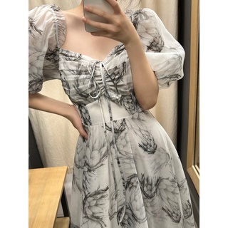 Đầm Dài In Họa Tiết Mực