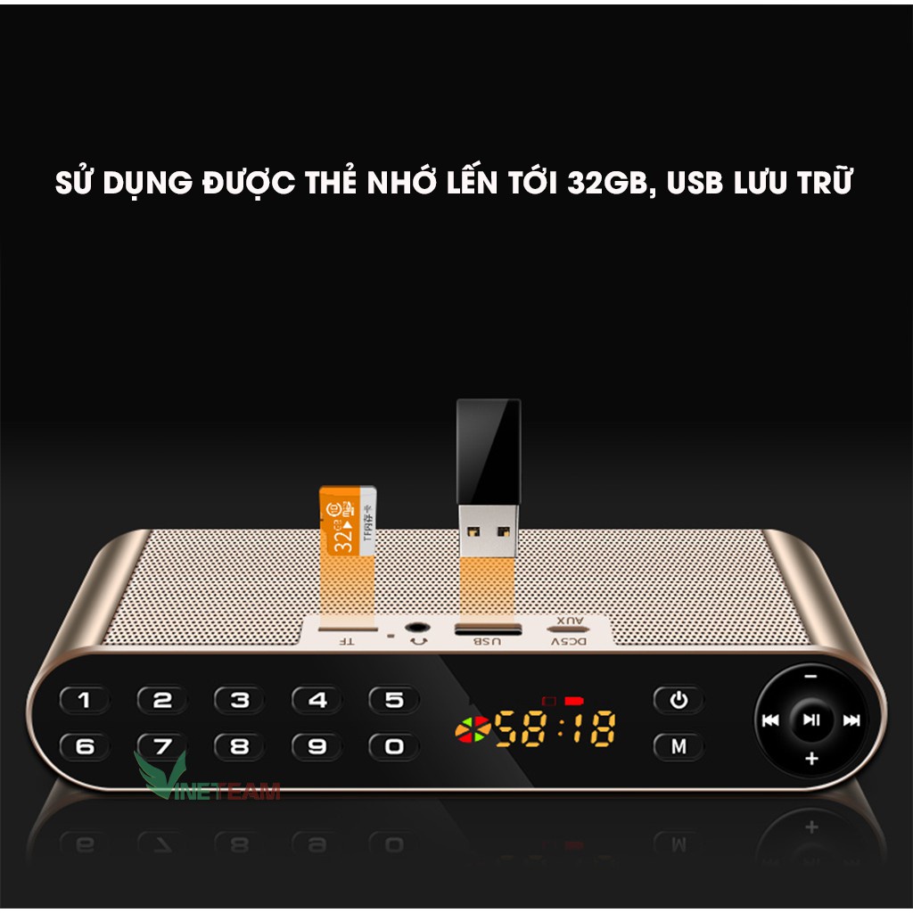 Loa nghe nhạc bluetooth Keling/Aidu Q8 hifi chính hãng - hỗ trợ thẻ nhớ TF, USB, FM Radio -dc3227