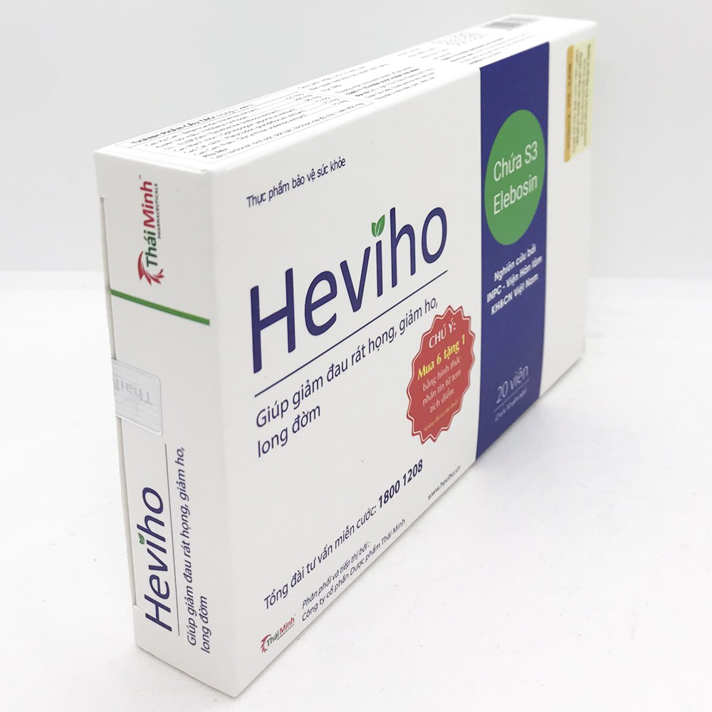 Heviho giúp giảm đau rát họng, giảm ho, long đờm (2 vỉ x 10 viên)