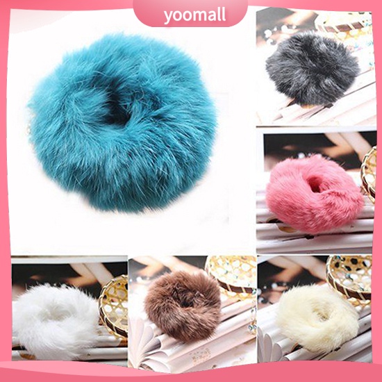 Dây buộc tóc lông mềm màu trơn thời trang