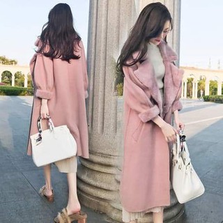 Áo khoác da lộn,lót lông cao cấp,dáng dài,áo khoác sang chảnh, áo khoác dạ nữ