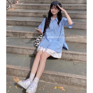 Sale áo sơ mi thô xẻ tà oldschool