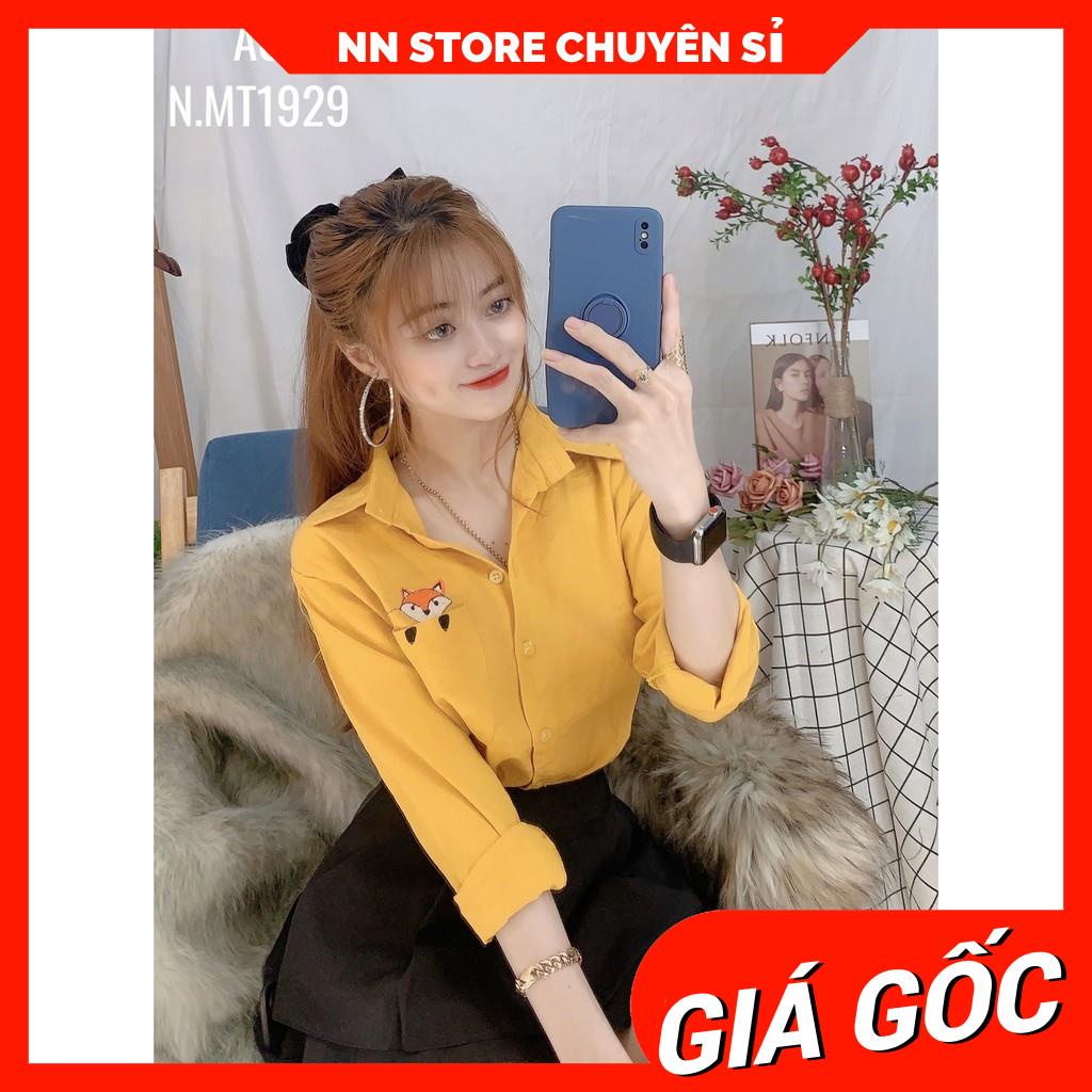 Áo sơ mi công sở nữ chất vải mềm mịn mát thêu hoạt hình dễ thương MT1929