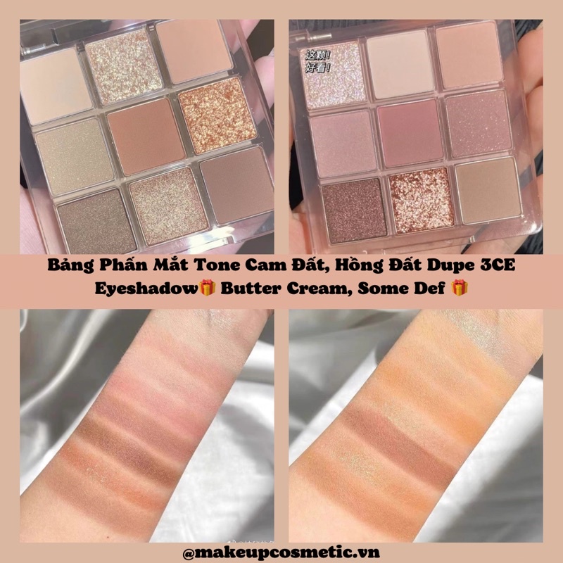 Phấn Mắt Tone Cam Đất/ Hồng Đất Hiệu Ứng Lì &amp; Nhũ Lấp Lánh Dupe 3CE Eyeshadow