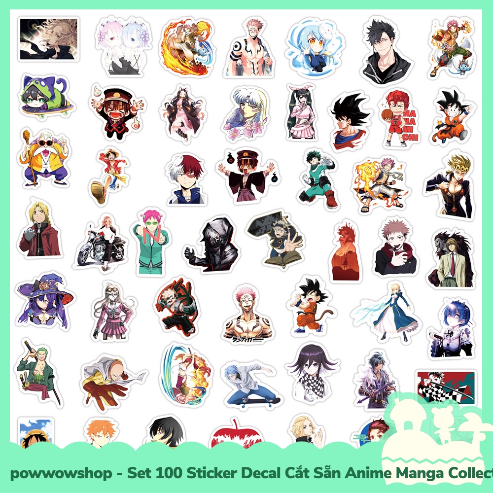 [Sẵn VN - Hỏa Tốc] Set 100 Sticker Mini Decal Dán Trang Trí Vật Dụng Mẫu Nhân Vật Anime Manga Tổng Hợp Collection