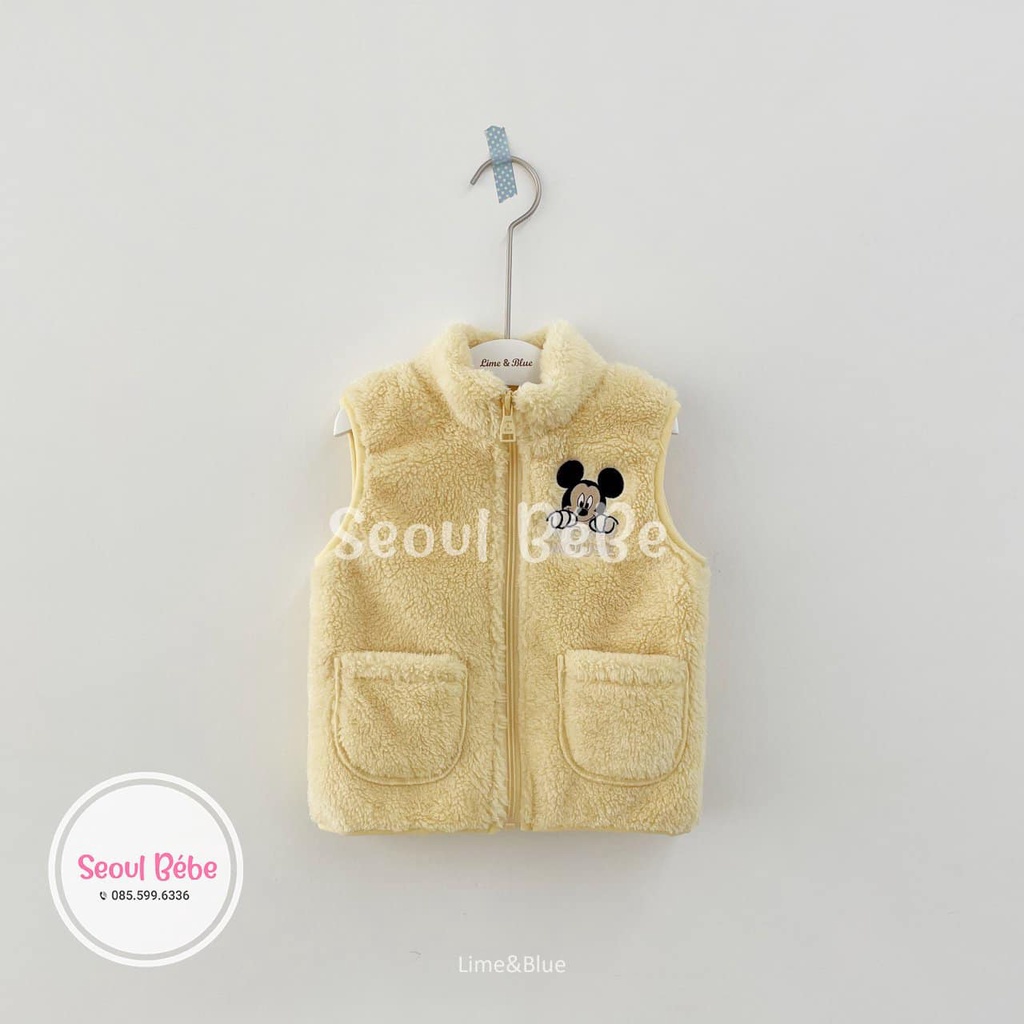 Áo gile lông Mickey Limeblue dành cho bé made in Korea