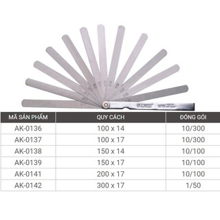 [Chính Hãng] Thước lá đo khe hở (dưỡng đo độ dày) 14 chi tiết 0.05-1.00mm  Asaki