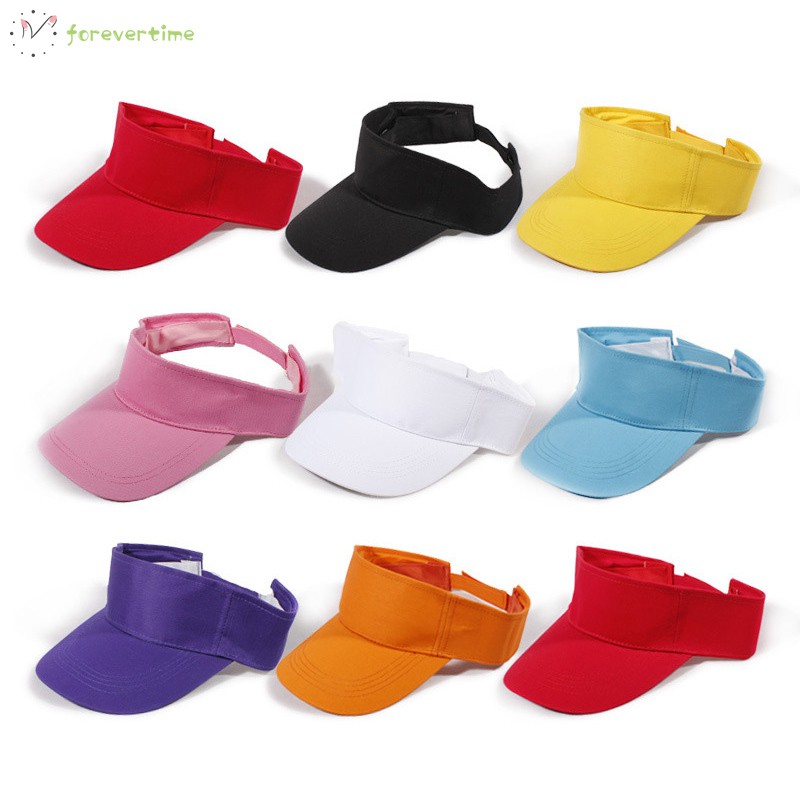 #mũ# Plain Visor Sun Cap Sport Hat Adjustable Solid Color Breathable For Summer Tennis Beach