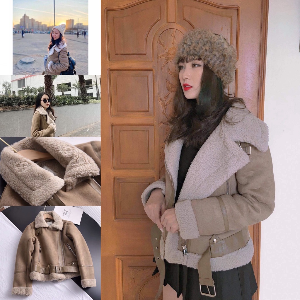 Áo khoác Zara da lộn màu nude+ đen lông trần chống thấm nước cực ấm (new collection 2018) | BigBuy360 - bigbuy360.vn