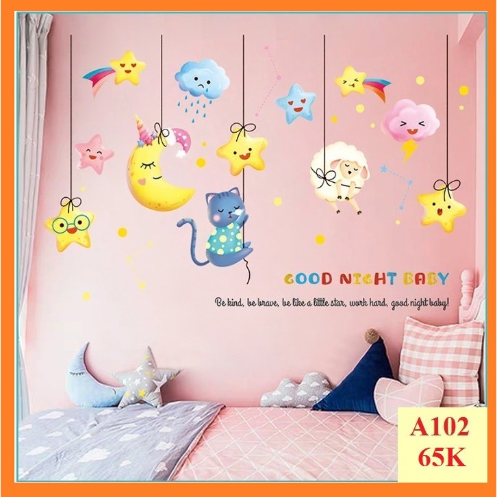 Decal dán tường Mặt trăng treo A102 - Decal dán tường Hàn Quốc