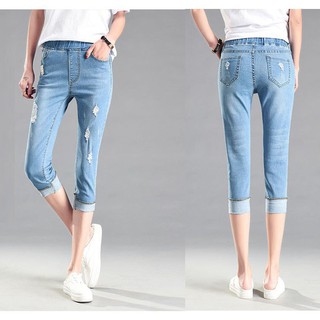 (XẢ KHO THANH LÝ) Quần jean lửng lưng thun nữ Quảng Châu QL006