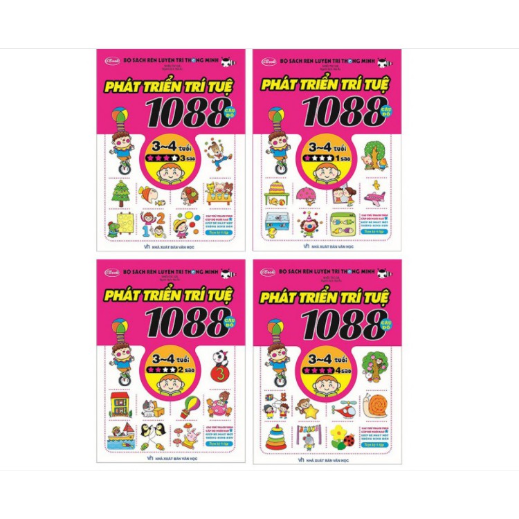 Sách Lẻ, Combo - 1088 Câu Đố Phát Triển Trí Tuệ 3-4 Tuổi - Tái Bản 2019