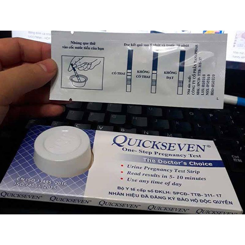 Que thử thai Quickseven ⚡ 𝑪𝒉𝒊́𝒏𝒉 𝒉𝒂̃𝒏𝒈 ⚡ Test thử thai hai vạch sớm nhanh hiệu quả tức thì - Hộp 1 que