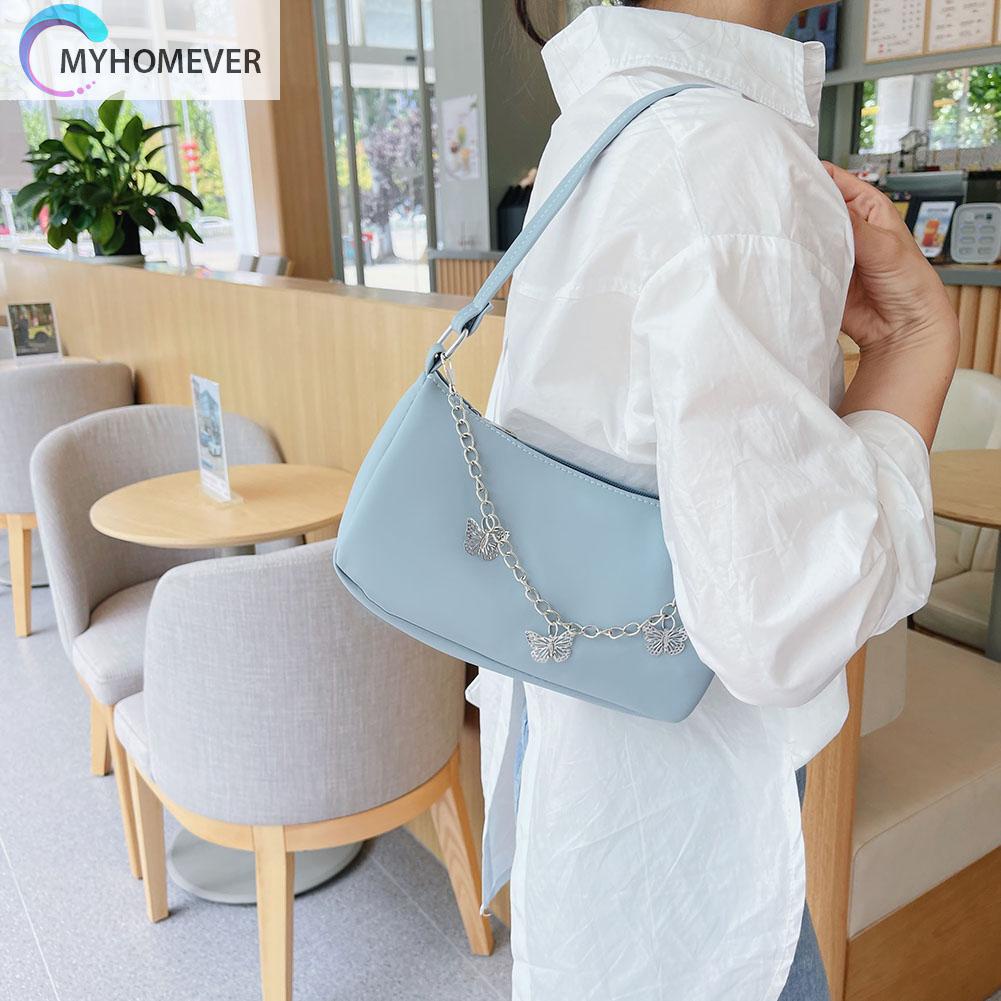 Túi Đeo Vai / Kẹp Nách Bằng Da Pu Phối Dây Xích Nhỏ Thời Trang Cho Nữ