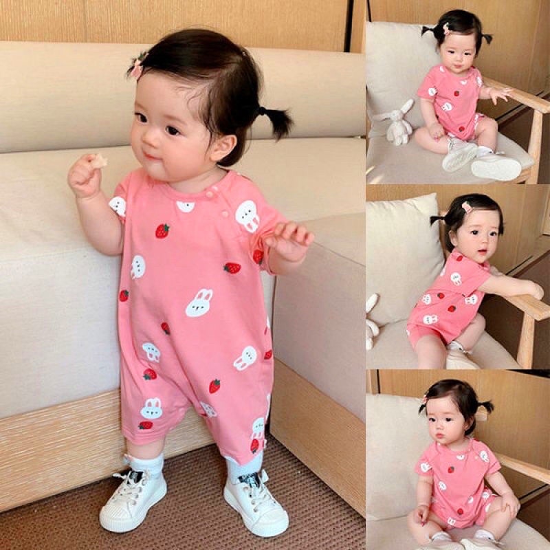 Áo Liền Quần Tay Ngắn Chất Liệu Cotton Mỏng Thời Trang Cao Cấp Dành Cho Bé 5-15kg