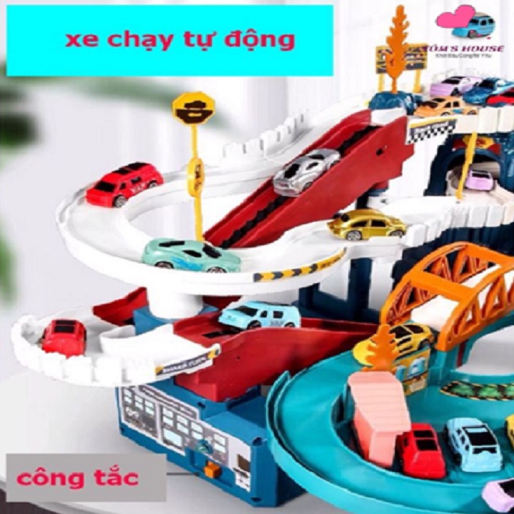 Đường Đua Ô Tô Khủng Long Chạy Tự Động Kết Hợp Nhạc Và Đèn Cho Bé