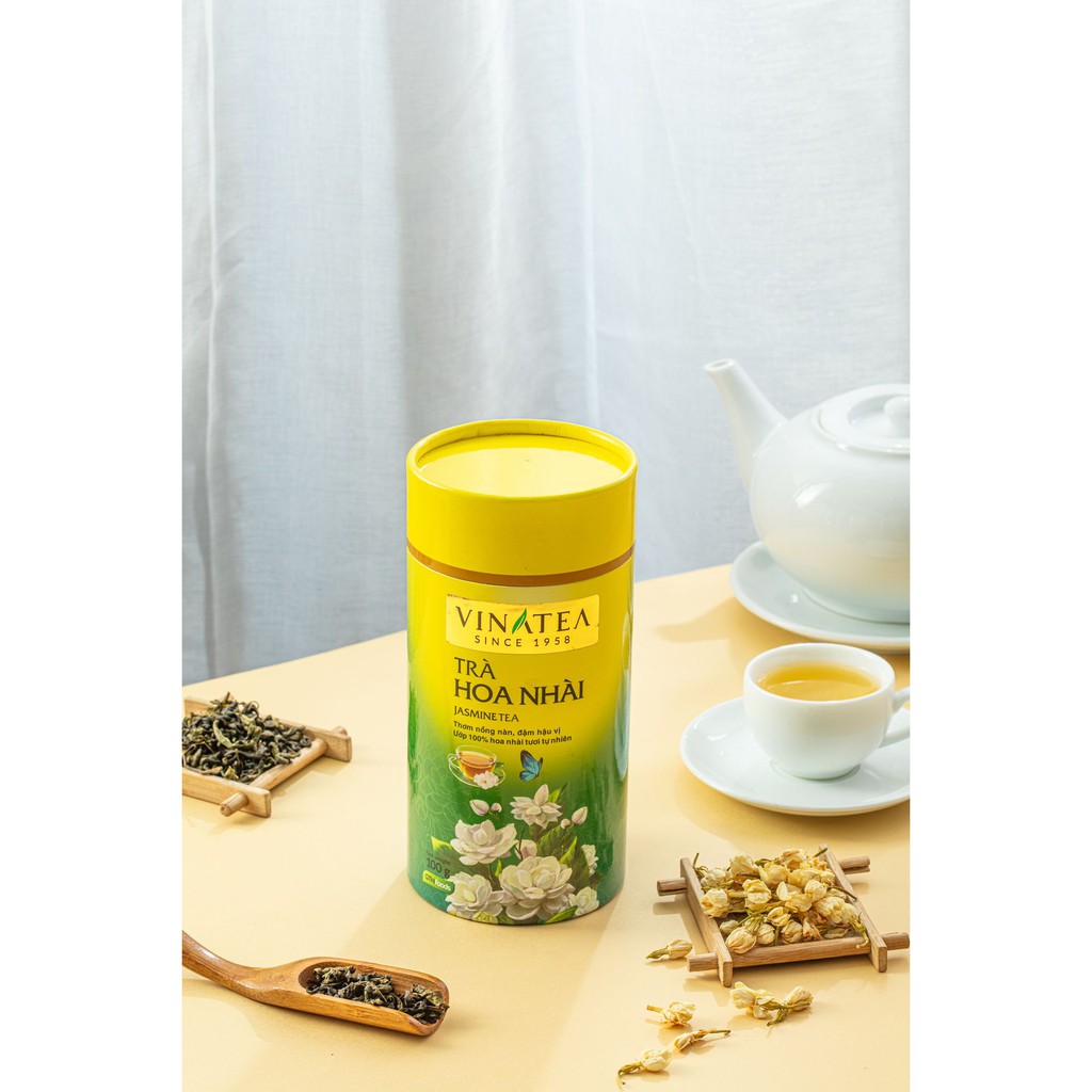 Trà Vinatea Ướp Nhài Tự Nhiên Lon Giấy 100 g