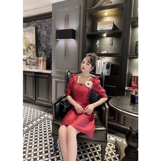 Váy Gấm Hoa kèm hoa cài