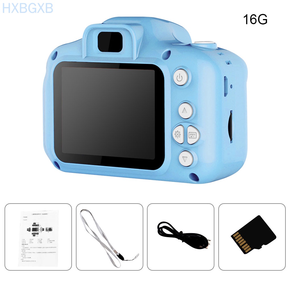 HXBG Digital Camera Kids 2-inch LCD Display Zoom Digital Camera Children Rechargeable Cartoon Recorder, Blue