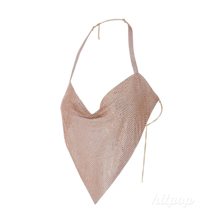 Áo Croptop Không Tay Hở Lưng Đính Đá Lấp Lánh Dành Cho Nữ