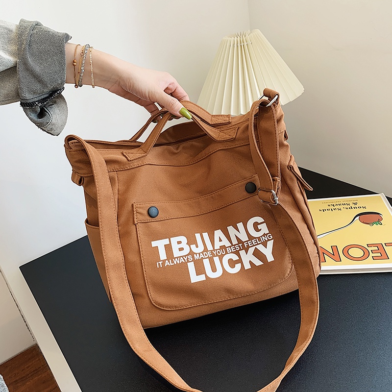 Túi Đeo Chéo Vải Canvas Thời Trang Hàn Quốc Cho Nữ