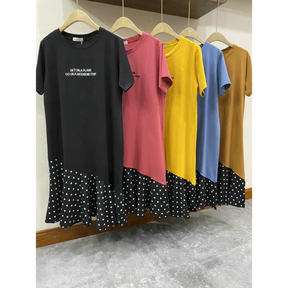 Đầm Bầu Dáng Suông cotton phối Voan giả chân váy