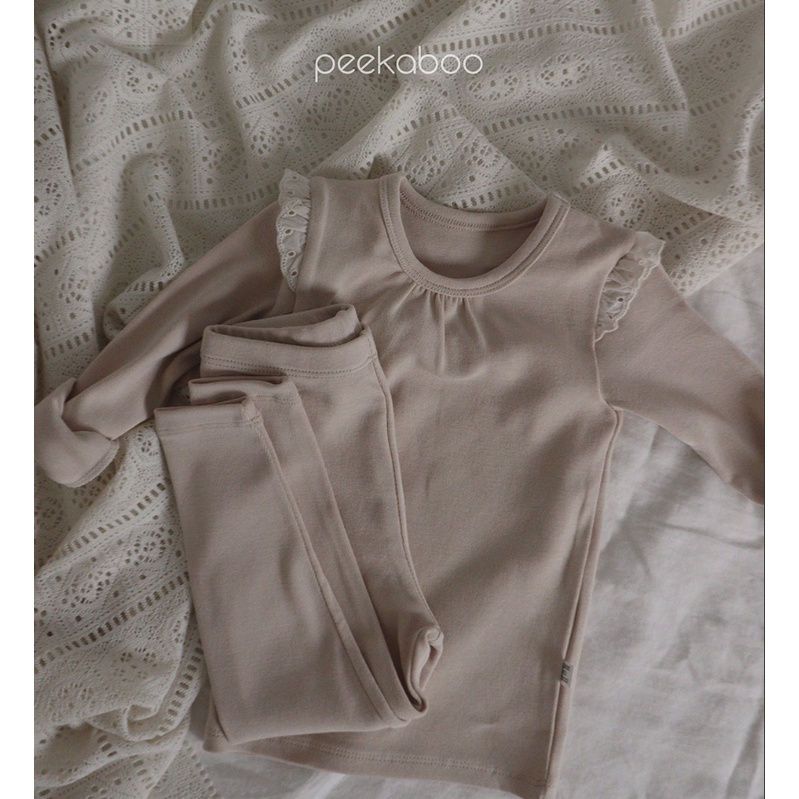 (Chính hãng) Bộ rời áo dài tay kèm quần dài Petit bánh bèo thu đông 2022 Peekaboo made in Korea cho bé gái từ 1-7 tuổi