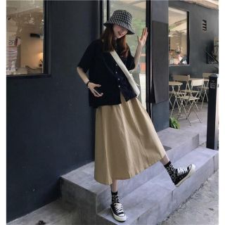 Chân váy dài xòe kaki