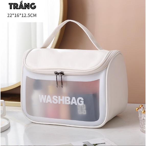 Túi dạng hộp đựng mỹ phẩm, đồ trang điểm đi du lịch washbag trong suốt có khóa kéo, chống thấm nước tiện dụng HL8