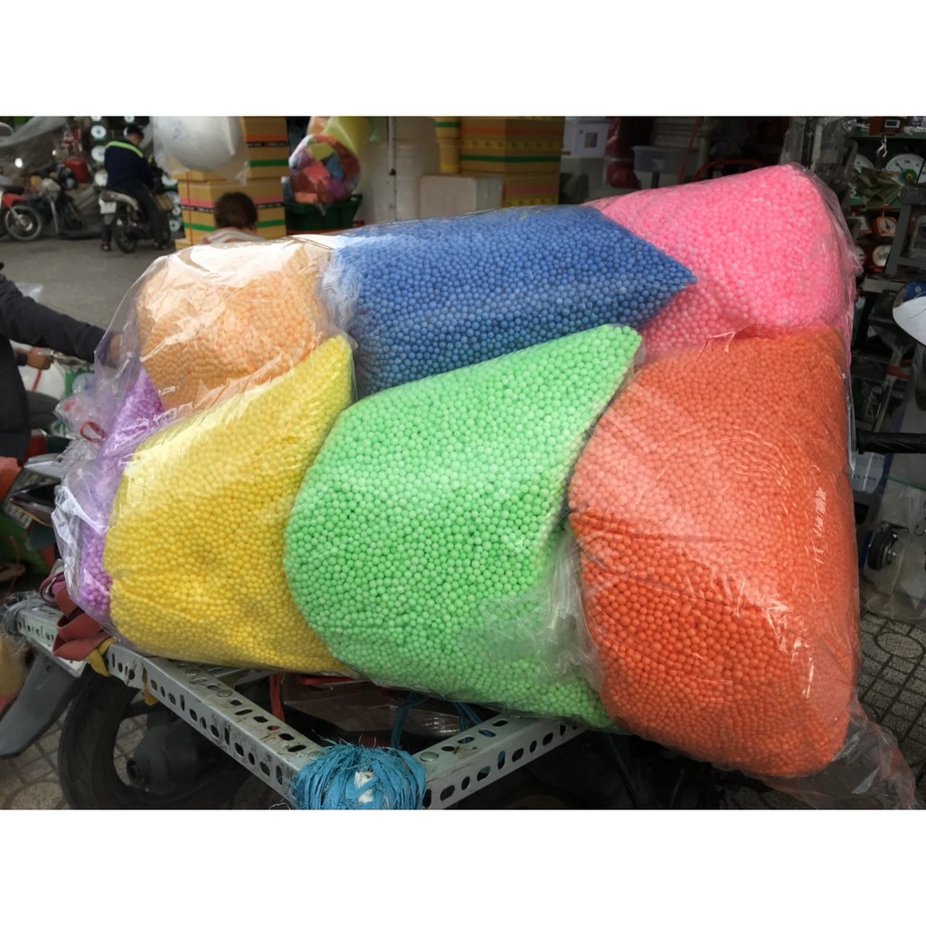 1kg Hạt Xốp Màu Dùng Bỏ Hộp Quà Tặng, Sinh Nhật, chơi Slime...