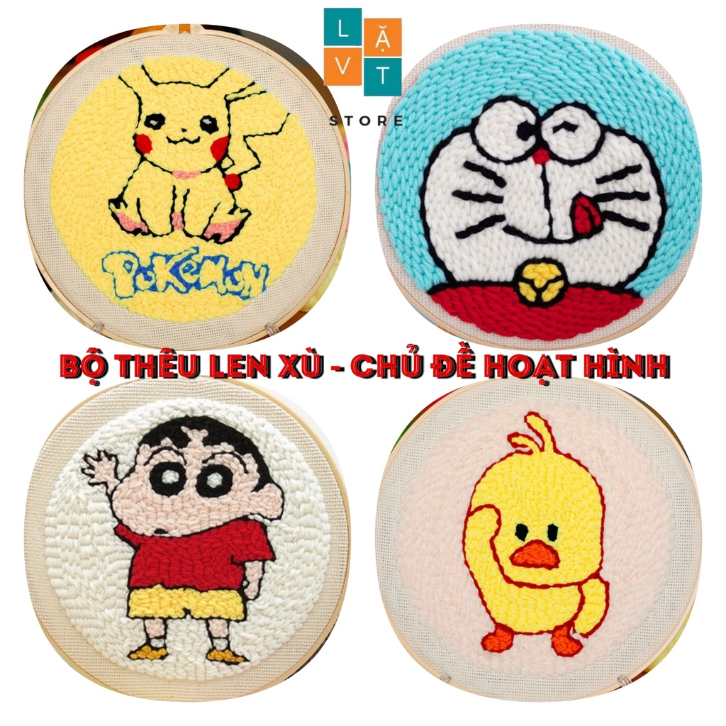 Bộ Len Xù Chủ Đề Hoạt Hình - Punch Needle