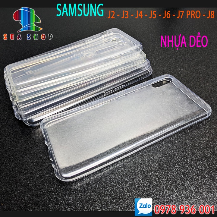 Ốp Lưng nhựa dẻo - Silicon Trong Suốt - Các Đời Samsung J2 Pro, J3, J4 Core, J5 Prime, J6, J7 Plus , J8 - Kính FULL 9D