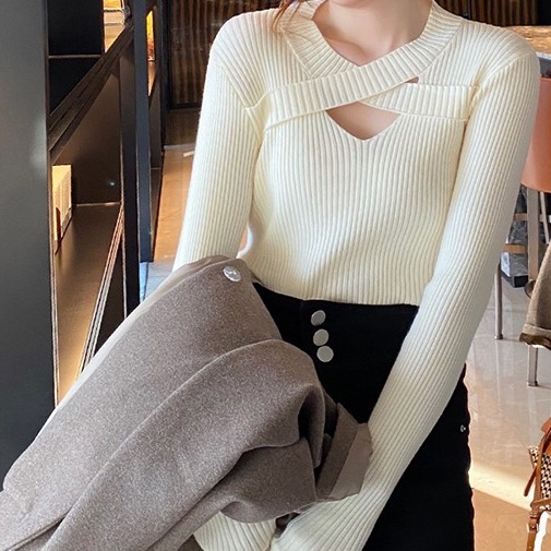 Áo Nữ Tay Dài Cổ Chữ v Thời Trang Quyến Rũ