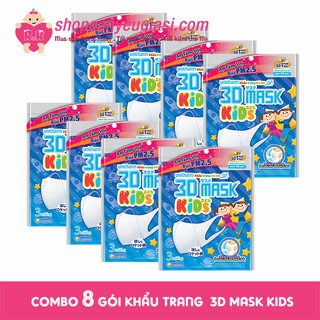 Combo 8 Gói Khẩu trang trẻ em Unicharm 3D Mask Kids (3 Cái/Gói)